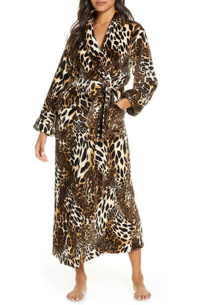 Natori Leopard Plush Robe In Cht Chestnut