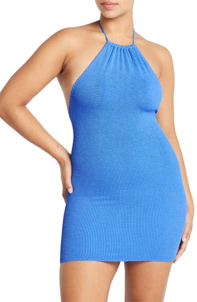 Shop Bound By Bond-eye Imogen Halter Neck Body-con Dress In Tranquil Blue