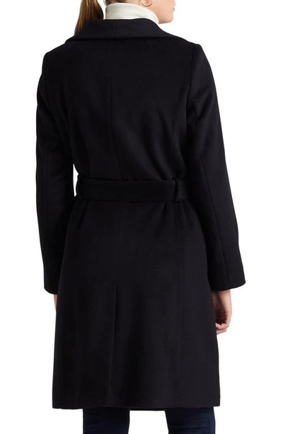 Ralph Lauren Belted Wool Blend Wrap Coat In Regal Navy