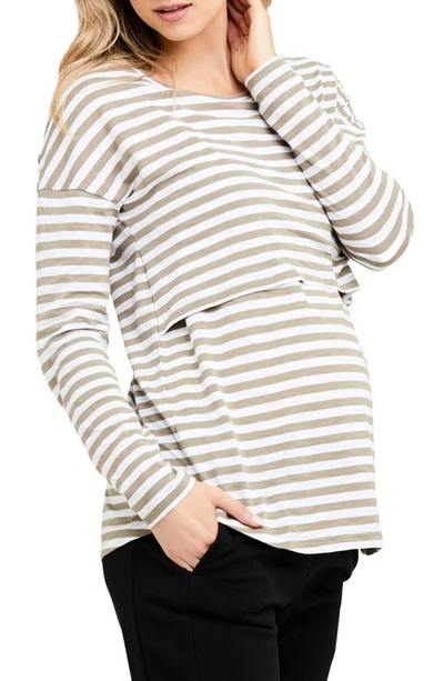 Ripe Maternity Women's Lionel Long Sleeve Nursing Tee In Olive