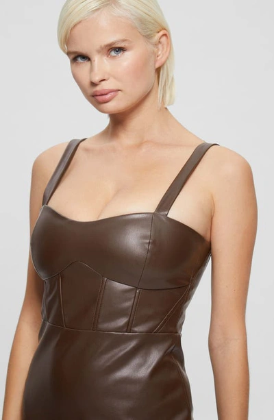 Shop Guess Reid Faux Leather Corset Dress In New Java