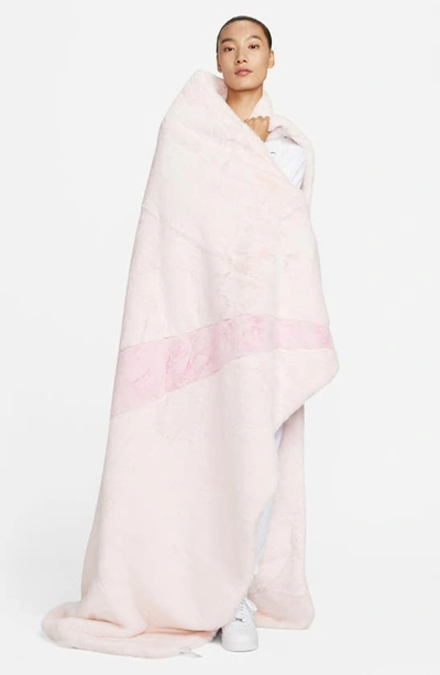 Nike Swoosh Faux Fur Throw Blanket In Light Soft Pink Pink Foam ModeSens