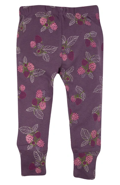 Shop Oliver & Rain Raspberry Print Fitted Two-piece Organic Cotton Pajamas In Plum