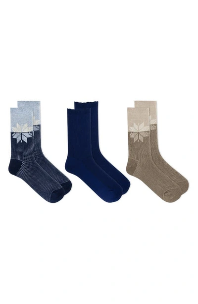Shop K. Bell Socks K Bell Socks 3-pack Assorted Crew Socks In Nvast Navy Snowflake