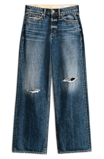 Shop Rag & Bone Logan Distressed Wide Leg Jeans In Huntleywh