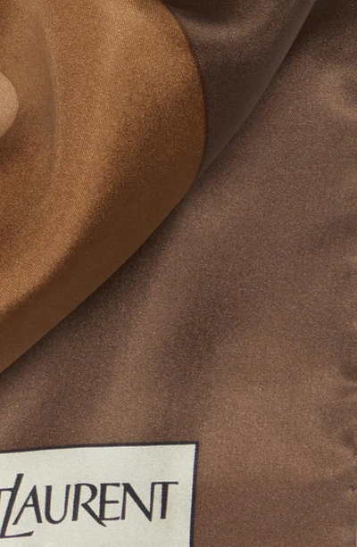 Shop Saint Laurent Geo Colorblock Silk Scarf In Brown/ Beige