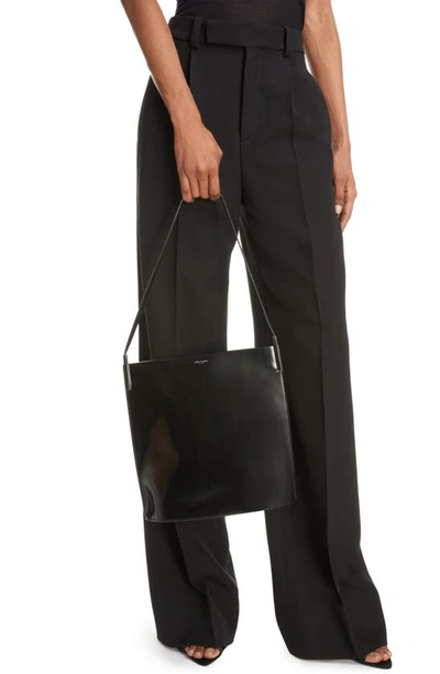 Shop Saint Laurent Leather Shopping Shoulder Bag In Nero