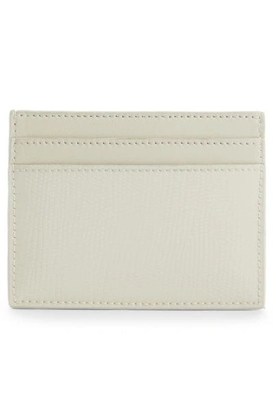 Shop Saint Laurent Lizard Embossed Leather Card Case In Crema Soft