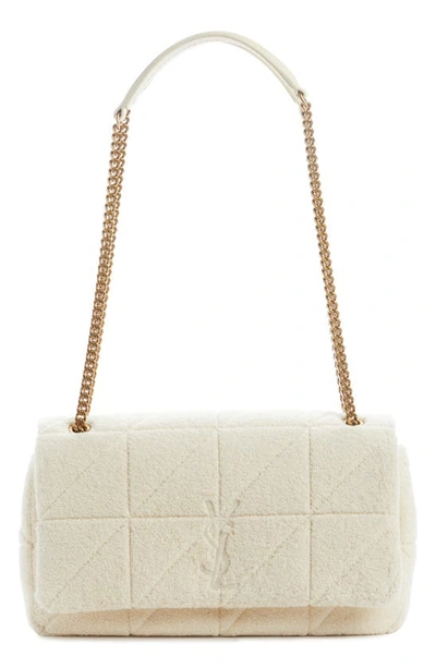 Shop Saint Laurent Medium Jamie Terrycloth Shoulder Bag In Tropical Sand/ Coquil