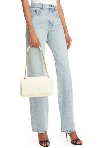 Shop Saint Laurent Medium Jamie Terrycloth Shoulder Bag In Tropical Sand/ Coquil