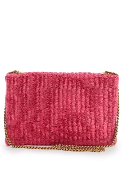 Shop Saint Laurent Medium Kate Raffia Shoulder Bag In Pink Glo