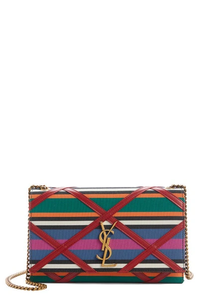 Shop Saint Laurent Medium Kate Striped Grosgrain Shoulder Bag In Multicolor