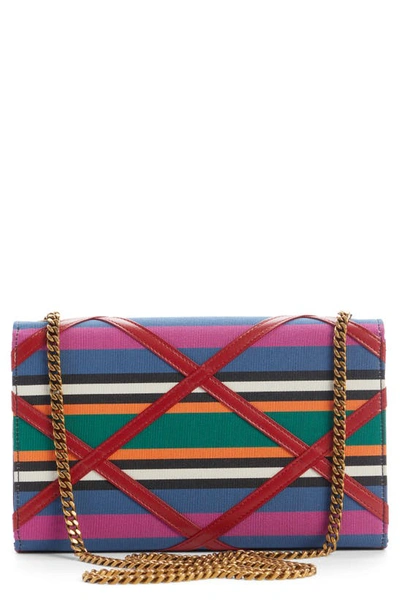 Shop Saint Laurent Medium Kate Striped Grosgrain Shoulder Bag In Multicolor