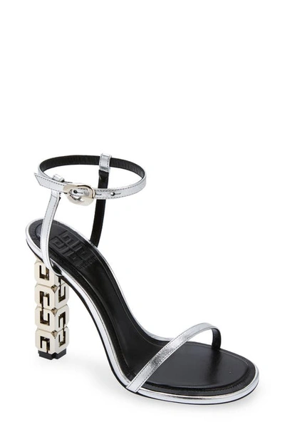 Shop Givenchy G-cube Ankle Strap Sandal In Silvery