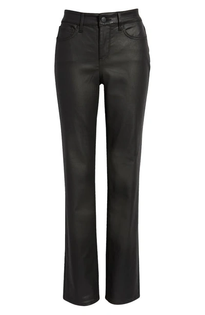 Nydj Marilyn Faux Leather High Rise Straight Jeans In Black In Black Coated
