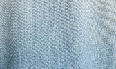 Shop Saint Laurent Short Sleeve Crop Snap-up Denim Shirt In Light Japanese Lake