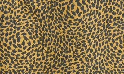 Shop Saint Laurent Warped Leopard Print Short Sleeve Crop Snap-up Shirt In Black/ Camel