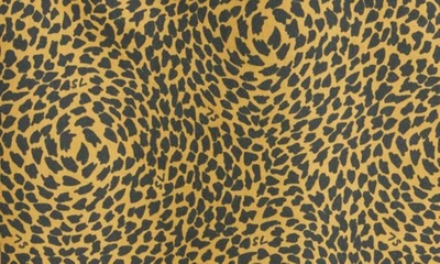 Saint Laurent Warped Leopard Print Short Sleeve Crop Snap-up Shirt In Black/ Camel