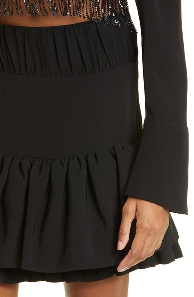 Shop Rabanne Gathered Ruffle Crepe Miniskirt In Black