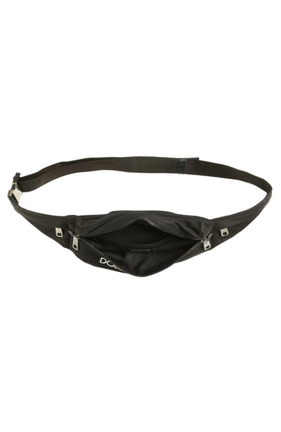 Shop Dolce & Gabbana 3d Logo Nylon Belt Bag In Black/ Blac