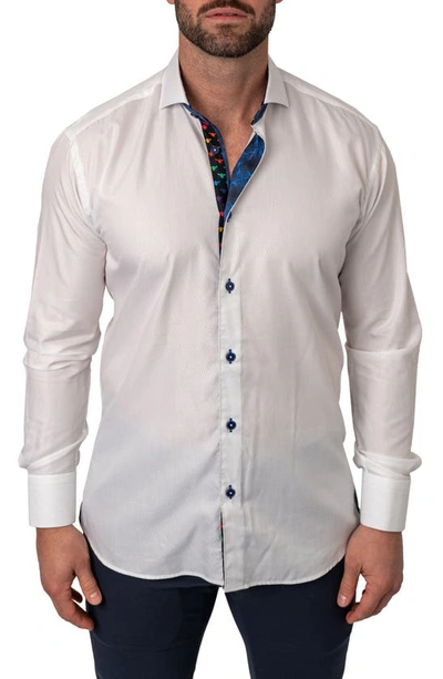 Shop Maceoo Einstein Regular Fit Gem White Cotton Button-up Shirt