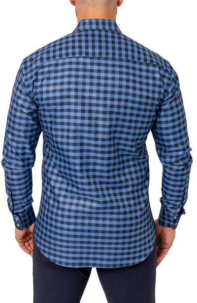 Shop Maceoo Einstein Squares Regular Fit Button-up Shirt In Grey