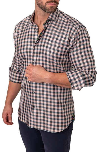 Maceoo Einstein Squares White Regular Fit Plaid Button-up Shirt In White