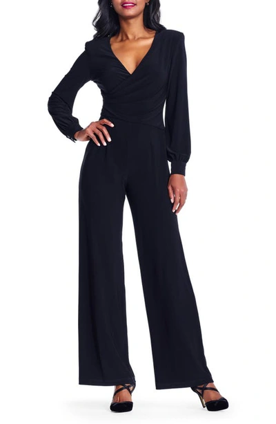 Shop Adrianna Papell Long Sleeve Matte Jersey Jumpsuit In Black