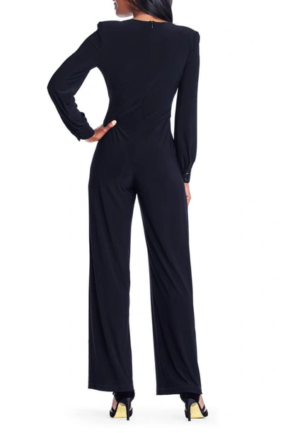Shop Adrianna Papell Long Sleeve Matte Jersey Jumpsuit In Black