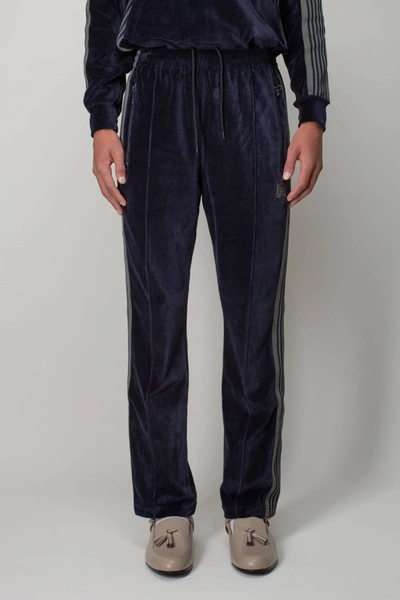 Needles Velour Narrow Track Pant In Navy | ModeSens