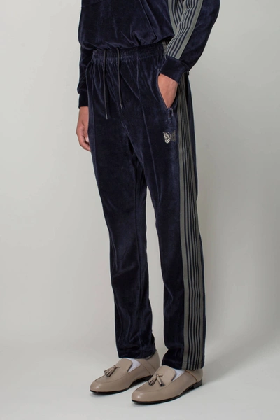 Needles Velour Narrow Track Pant In Navy | ModeSens