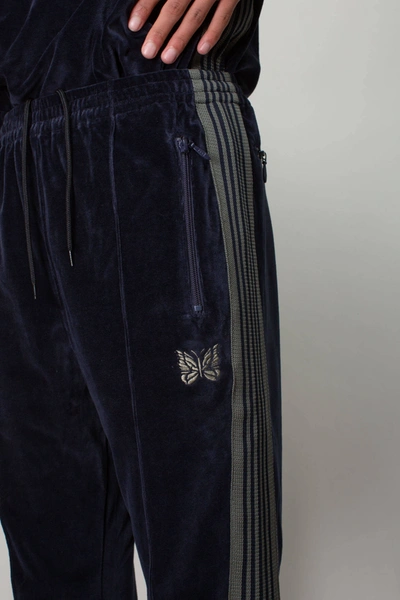 Needles Velour Narrow Track Pant In Navy | ModeSens