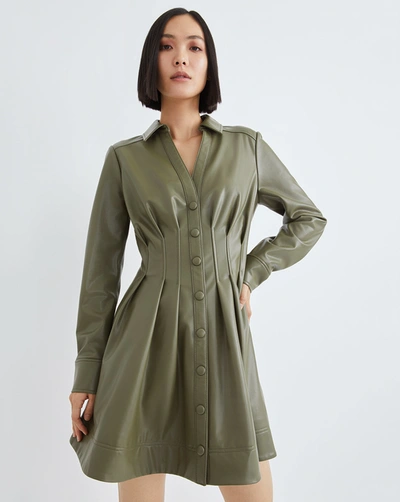 Shop Veronica Beard Ameeta Dress In Stone Army