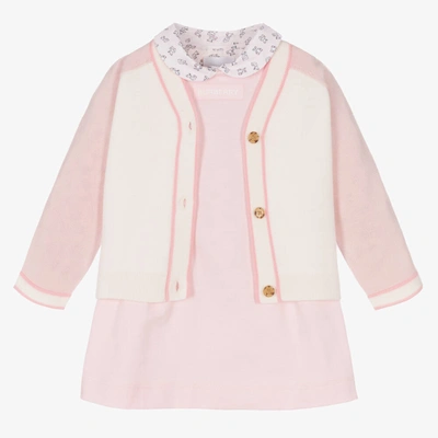 Shop Burberry Baby Girls Pink Thomas Bear Dress Gift Set