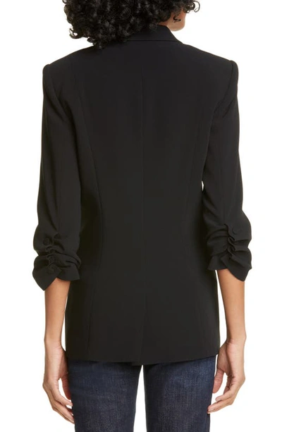 Shop Cinq À Sept Khloe Ruched Sleeve Blazer In Black