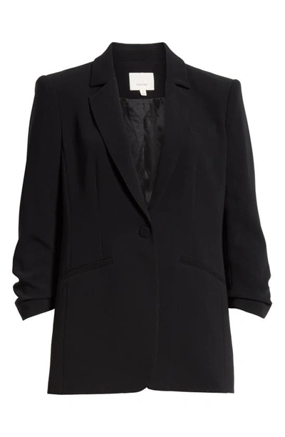 Shop Cinq À Sept Khloe Ruched Sleeve Blazer In Black