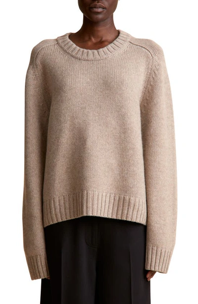 Shop Khaite Mae Crewneck Cashmere Sweater In Light Clay