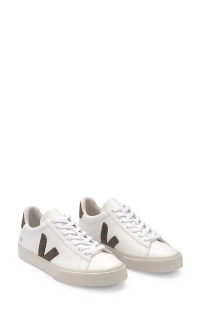 Veja White Campo Chromefree Leather Sneakers In Extra-white Kaki
