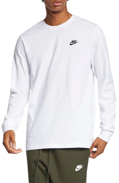 Shop Nike Sportswear Club Long Sleeve T-shirt In White/black