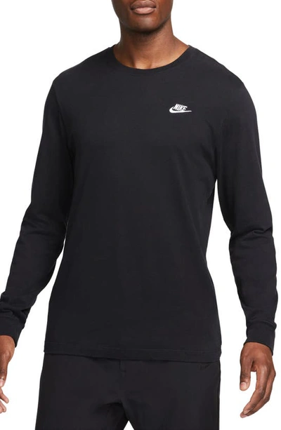 Shop Nike Sportswear Club Long Sleeve T-shirt In Black/white