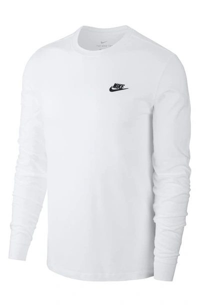 Shop Nike Sportswear Club Long Sleeve T-shirt In White/black