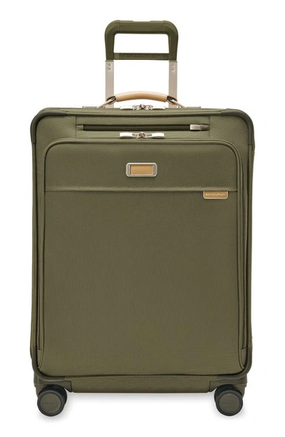 Shop Briggs & Riley Baseline 26-inch Medium Expandable Spinner Suitcase In Olive