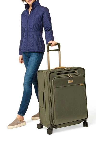 Shop Briggs & Riley Baseline 26-inch Medium Expandable Spinner Suitcase In Olive