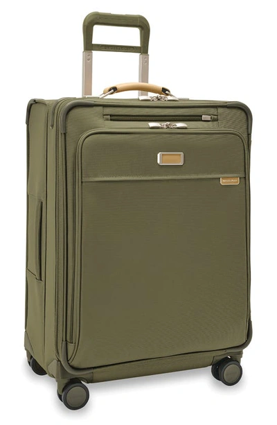 Shop Briggs & Riley Baseline 26-inch Medium Expandable Spinner Suitcase In Olive