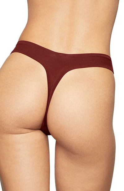 Shop Skims Cotton Jersey Dipped Thong In Sangria