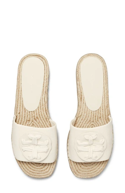 Shop Tory Burch Woven Double T Espadrille Slide Sandal In New Ivory / New Ivory