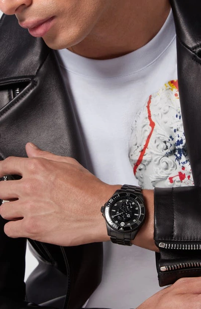 Shop Philipp Plein The $kull Carbon Fiber Dial Bracelet Watch, 44mm In Black