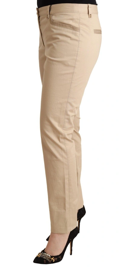Shop Dolce & Gabbana Beige Cotton Stretch Skinny Trouser Women's Pants