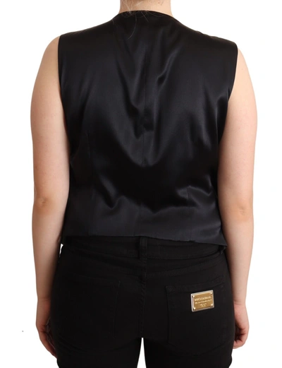 Shop Dolce & Gabbana Black Button Down Sleeveless Vest Waiscoat Women's Top