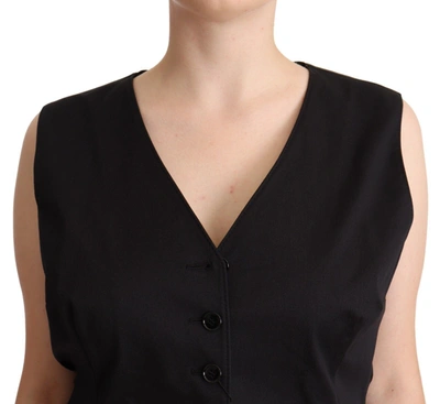 Shop Dolce & Gabbana Black Button Down Sleeveless Vest Waiscoat Women's Top